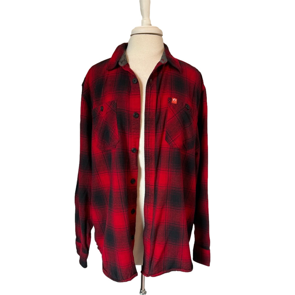 The American Outdoorsman Flannel Red Plaid Shacket Chore Grunge Casual Shirt XXL